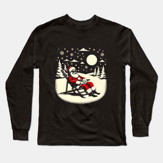 Santa's Beach Chillout: Christmas Relaxation Shirt Long Sleeve T-Shirt by Klimek Prints